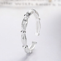 wholesale S925 Sterling Silver Twist Ring with Interlocking Band, Adjustable Opening, Niche Index Finger Ring, Xiaohongshu Same Style-YQJ1417: 1.1g  Adjustable opening