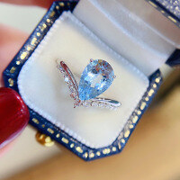 wholesale S925 Sterling Silver All-Over Red Elk Light Luxury Versatile Teardrop Crown Personalized Ring Fashion Minimalist US Size-BZ0525-White Gold US Size 7