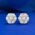 wholesale Metal: S925 Silver, European and American New Style Moissanite Full Set Flower Earrings, Hip-Hop Best Seller-0-0