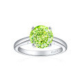 wholesale S925 Sterling Silver 2ct Round Hundred-Facet Fire Cut Ring, European and American Minimalist Style 8*8 Color Gem High Carbon Diamond Ice Flower Cut Women's Ring-0-11