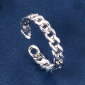wholesale S925 Sterling Silver Chain Ring Fashion Minimalist Elegant Personality Trend Versatile Adjustable Open Ring-0-2