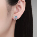 S925 Silver Moissanite Flower Stud Earrings, Wholesale-0-2