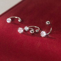 wholesale S925 Sterling Silver Diamond-Inlaid Threaded Earrings, Ins Style, Niche Design, Fresh and Elegant Women's Ear Accessories M04062-S925 silver pair 4MM 925 silver