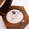 wholesale S925 Silver Japanese-style New Collection Winter Camellia Flower Rose Red Garnet Ring by Dunli Jewelry-0-5