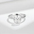 wholesale Classic oval 2-carat 7*9mm moissanite bezel-set S925 silver plated with 18k gold ladies' engagement ring-0-2