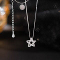 wholesale S925 Sterling Silver Minimalist and Versatile Diamond-Encrusted Five-Pointed Star Necklace Y01729-0-2