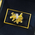 wholesale S925 Gold-Plated Ribbon Pleated Bow Two-Tone Polished Ring, High-End Fashion Style-0-3