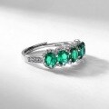 wholesale S925 Sterling Silver Wholesale Elegant and Luxurious Synthetic Emerald Ring for Women, Simple and Stylish Stackable Ring-0-2