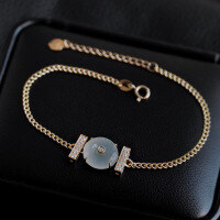 wholesale S925 sterling silver whole body agate peace buckle bracelet for women, small and unique design, elegant bangle, high-end accessory-BS0153-Gold>925 Silver