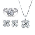 wholesale S925 Sterling Silver European-Style Three-Piece Jewelry Set with Square Zircon Earrings, Stackable Rings, and Necklace-0-44
