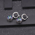 wholesale S925 silver inlaid with colorful gemstone crystal earrings, trendy minimalist and elegant European and American style-0-0