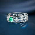 wholesale S925 Silver Cross-Border Hit Round 45mm 05ct Synthetic Emerald Versatile Commuter Ring-0-2