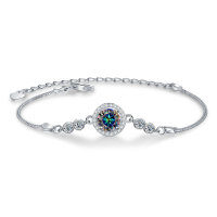 S925 Sterling Silver Moissanite Bubble Bead Bracelet for Women-1-carat seven-color moissanite