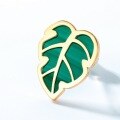 wholesale S925 Silver Plated 10K Gold Monstera Leaf Earrings with Malachite Ins Style Wholesale Earrings for Women-0-2