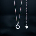 wholesale S925 Sterling Silver Circular Pendant Necklace Minimalist Geometric Circle Necklace Sweet Niche Design Collarbone Chain D9688-0-1