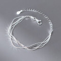 wholesale 925 Sterling Silver Silk Textured Multi-Layer Stackable Bamboo Chain Bracelet Simple Ins Style Hand Jewelry S7020-0-2