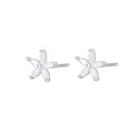wholesale 925 Sterling Silver Zircon Flower Stud Earrings For Women-Platinum 925 silver