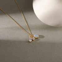 wholesale 925 Silver Vintage Fashion Moonstone Zircon Collar Necklace With Small Design-A280A-Gold 925 Silver