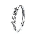 wholesale S925 Silver Retro Antique Style Niche Trend Versatile Coin Open Ring with "Duo Cai Duo Yi" and "Fu Yu" Patterns-0-4