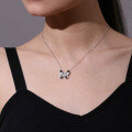 wholesale 925 Sterling Silver Butterfly Collarbone Chain Fashion Elegant Socialite Necklace Blue Topaz Yellow Crystal Amethyst Pendant-0-1