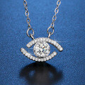 Sterling Silver Korean Fashion Women's Ins Pendant TikTok Accessory Wholesale Evil Eye Moissanite Necklace-0-0