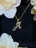 S925 Silver 18k Gold-Plated Moissanite Alphabet Pendant Necklace, DIY Gift-0-4
