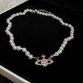 wholesale 925 Silver Plated with Alloy Saturn Pearl Necklace, Alloy Saturn Pearl Bracelet, European and American Style Saturn Earrings-0-0