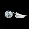 wholesale 925 Silver Gold-Plated Ring with High Carbon Diamond, Mejia Feather, Ancient Egyptian White G Color, Small and Versatile Jewelry for Women-0-2