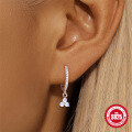 wholesale S925 Sterling Silver with natural moonstone claw-set pendant ear cuffs, featuring diamond accents for a Korean-style, niche, and premium look-0-2