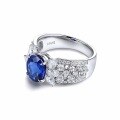 wholesale S925 silver gold-plated, lab-grown sapphire 15ct high-grade jewelry royal blue oval ring for TikTok live sales-0-4