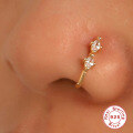 wholesale S925 Sterling Silver Geometric Teardrop Lightning Rhinestone Nose Cuff Piercing Jewelry-0-1