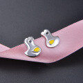 wholesale S925 Silver Korean Creative Mini Earrings, Cute and Personality Drip Oil Little Yellow Duck Ear Studs Women's Jewelry Wholesale-0-1