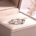 wholesale S925 Sterling Silver Heart-shaped Moissanite Three-stone Ring, Sweet Design, Women's Minimalist Style, Bestseller-0-1