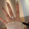 wholesale S925 Silver Classic Round Cut Moissanite Women's Proposal Engagement Ring with Micro-Set Luxury Matching Couple Bands, Non-Tarnishing-0-2