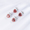 wholesale S925 Silver Designer Natural Garnet Ring Heart Design Colored Gemstone Ring for Gift-0-1