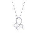 wholesale S925 Sterling Silver Versatile Double Heart Sweet Pendant Women's Simple and Fashionable Zircon Necklace Gift for Girlfriend-0-5
