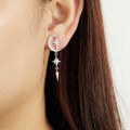 wholesale S925 Sterling Silver Fashionable and Unique Trendy Earrings for Women, Versatile and Niche High-End Sense Hexagram Star Earrings Wholesale-0-3