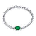 wholesale S925 Silver New Simulation Emerald 8*11 Oval Bracelet, Generous Ins European and American Style-0-4