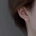 wholesale Sterling Silver Openwork Heart Stud Earrings For Women, Simple And Fashionable, Fresh And Sweet Heart-shaped Korean Style Summer Ear Accessories-0-3