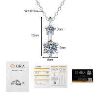 S925 Sterling Silver Moissanite Classic Six-Prong Double Diamond Pendant Necklace-60-point Moissanite  925 Silver