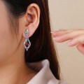 wholesale S925 Sterling Silver Elegant Stud Earrings with 5A High Carbon Diamond Ice-Cut Ruby Inlay for Women Wholesale-0-1