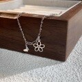 wholesale 925 Sterling Silver Korean Japanese Style Butterfly Flower Anklet for Girls, High-End Ethereal Fresh and Sweet Anklet Silver Jewelry-0-2