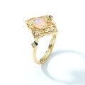 wholesale S925 silver plated with 10K gold, Japanese and Korean lightweight luxury vintage style lace natural opal open ring for women Source manufacturer-0-3