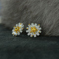 wholesale 925 silver hot-selling full diamond 05ct fat square 4*4 yellow fashion full diamond floral stud earrings-0-3