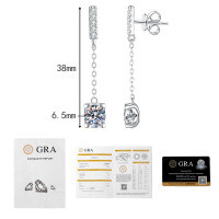 925 Sterling Silver Moissanite Classic Bullhead Tassel Ear Studs, 1ct Wholesale-1 carat + 1 carat moissanite  925 silver