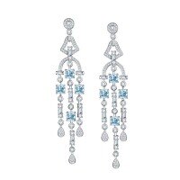 wholesale 925 Silver Gold-Plated New TikTok Live Hot Sale Natural Topaz Sky Blue Earrings with Tassels for Women-Pillow-shaped 5*5mm 925 silver