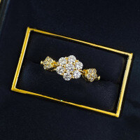 wholesale S925 Silver New Five-Flower Stackable Ring, Multi-Way Wear Floral Design Luxury Style Jewelry Stacking Ring-R1225 Gold Flower Ring  Size 5