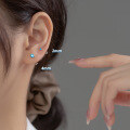 wholesale S925 Sterling Silver Blue Diamond Threaded Stud Earrings, Korean Style Geometric Small and Delicate Personality Elegant Ear Accessories M02291-0-2