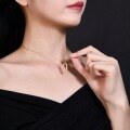wholesale Metal geometric oval full diamond pendant necklace for women, elegant and stylish, perfect gift for girlfriend, cross-border wholesale from manufacturers-0-3