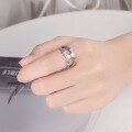 wholesale S925 Sterling Silver Women's Vintage Minimalist Design English Letter Chain Ring Adjustable Fashion Ring-0-2
